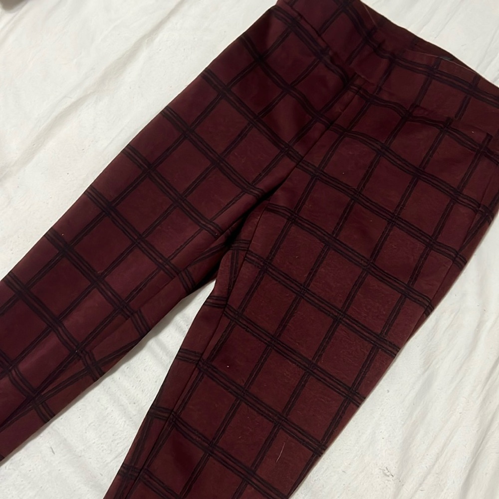 Plaid maroon loft leggings XXSP